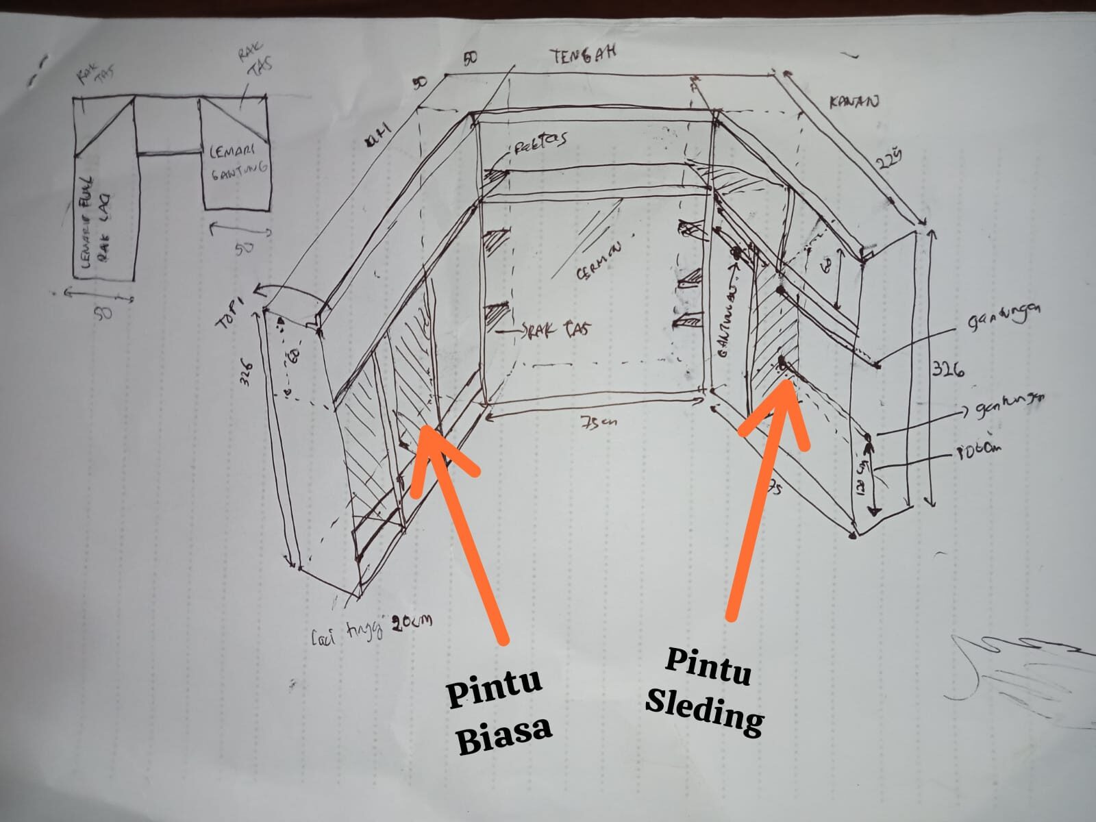 Pesan Custom Lemari Pakaian Jati Minimalis Full Modif Sesuka Hati-Draft Design